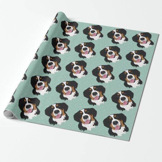 Bernese Mountain Dog Birthday Cadeaupapier (Uitgerold)