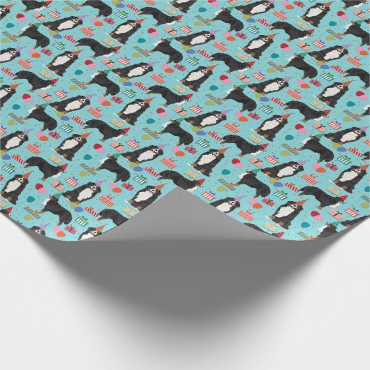 Bernese Mountain Dog Birthday Gift Wrap Cadeaupapier (Hoek)