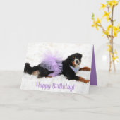 Bernese Mountain Dog Birthday Kaart (Gele Bloem)