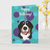 Bernese Mountain Dog Birthday Kaart (Gele Bloem)