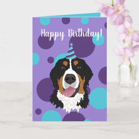Bernese Mountain Dog Birthday Kaart (Orchidee)