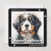 Bernese Mountain Dog Black Watercolor Christmas Feestdagenkaart (Voorkant)