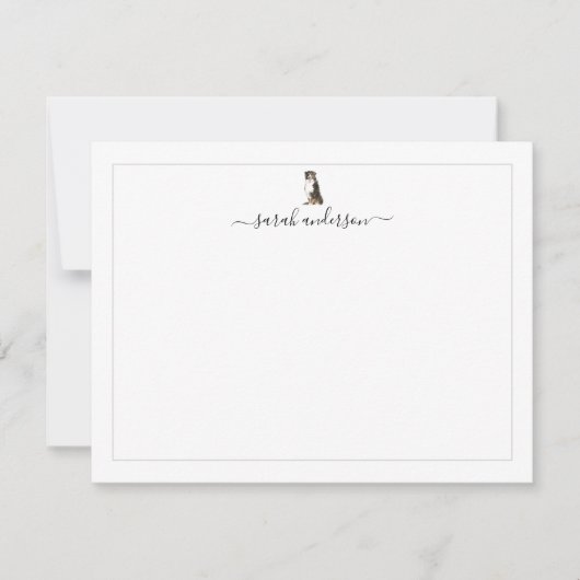 Bernese Mountain Dog Border Personalized Notitiekaartje (Voorkant)