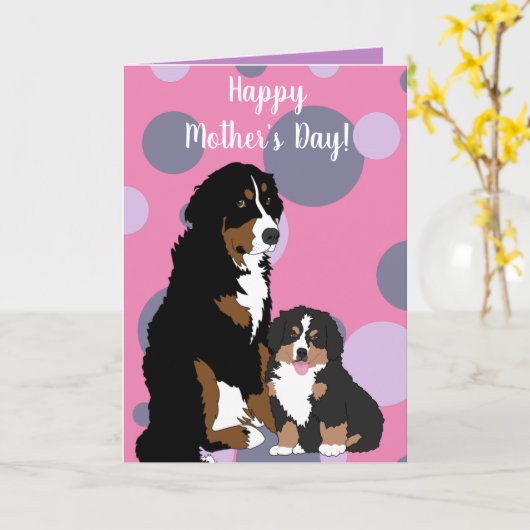 Bernese Mountain Dog Card Kaart (Gele Bloem)