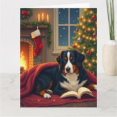 Bernese Mountain Dog Christmas Bedtime Story Kaart (Voorkant)