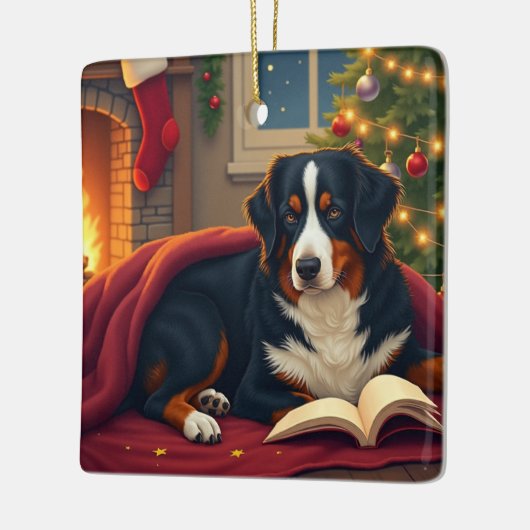 Bernese Mountain Dog Christmas Bedtime Story Keramisch Ornament (Links)