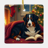 Bernese Mountain Dog Christmas Bedtime Story Keramisch Ornament (Voorkant)