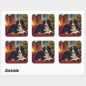 Bernese Mountain Dog Christmas Bedtime Story Vierkante Sticker (Vel)