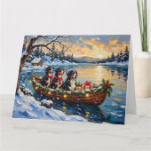 Bernese Mountain Dog Christmas Boat Holiday Kaart (Voorkant)