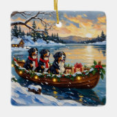 Bernese Mountain Dog Christmas Boat Holiday Keramisch Ornament (Voorkant)