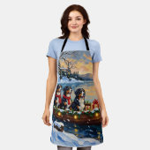 Bernese Mountain Dog Christmas Boat Holiday Schort (Gedragen)