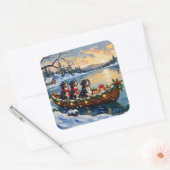 Bernese Mountain Dog Christmas Boat Holiday Vierkante Sticker (Envelop)