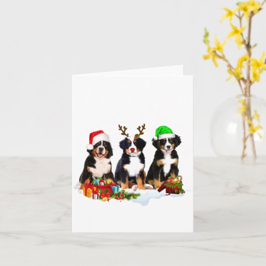 Bernese Mountain Dog Christmas Cute Fullprint Kaart (Gele Bloem)