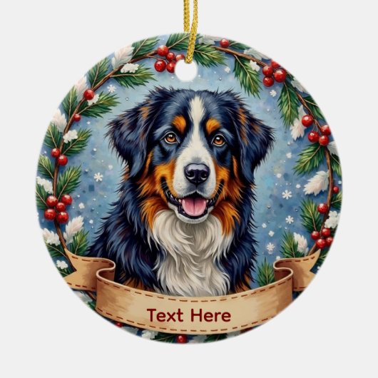 Bernese Mountain Dog Christmas Keramisch Ornament (Voorkant)