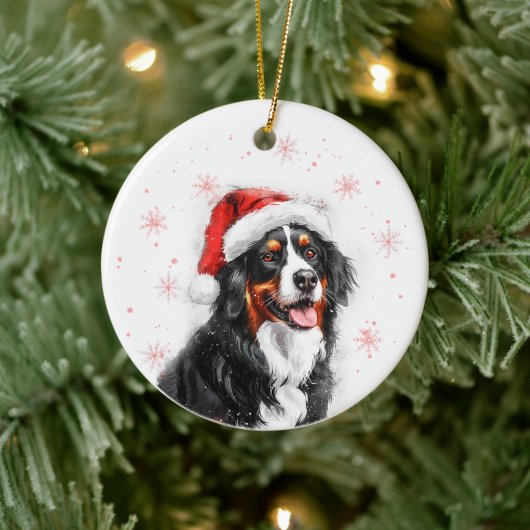 Bernese Mountain Dog Christmas Personalized Keramisch Ornament (Boom)