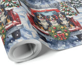Bernese Mountain Dog Christmas Red Truck Holiday Cadeaupapier (Rol Hoek)