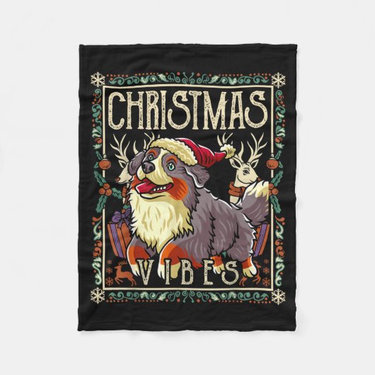 Bernese Mountain Dog Christmas Vibes Dog Santa Cla Fleece Deken (Voorkant)