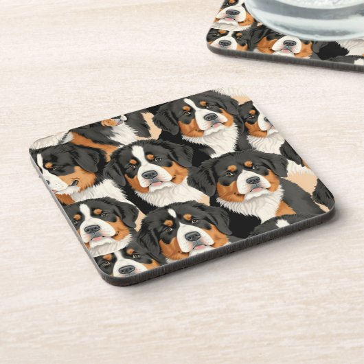 Bernese Mountain Dog Decorative Seamless Pattern Bier Onderzetter (Linkerzijde)