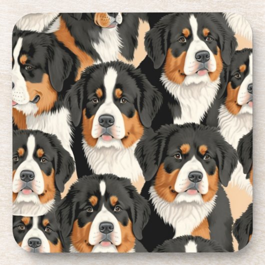 Bernese Mountain Dog Decorative Seamless Pattern Bier Onderzetter (Voorkant)