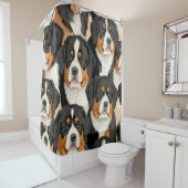 Bernese Mountain Dog Decorative Seamless Pattern Douchegordijn (In situ)