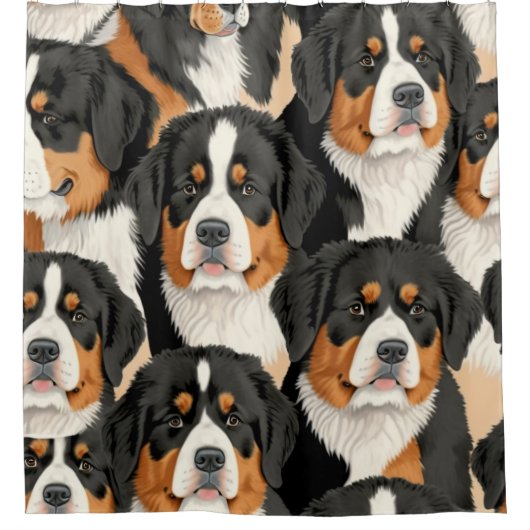 Bernese Mountain Dog Decorative Seamless Pattern Douchegordijn (Voorkant)