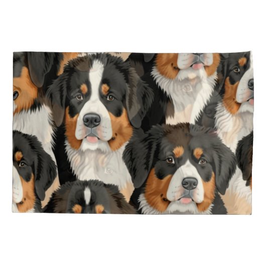 Bernese Mountain Dog Decorative Seamless Pattern Kussensloop (Achterkant)