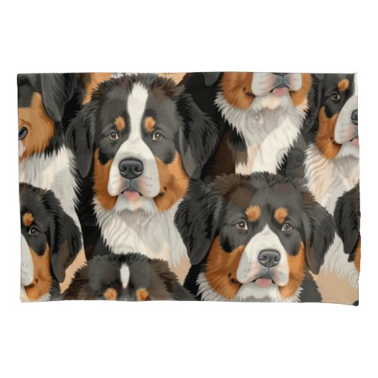Bernese Mountain Dog Decorative Seamless Pattern Kussensloop (Voorkant)