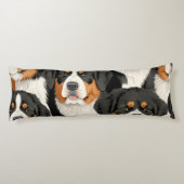 Bernese Mountain Dog Decorative Seamless Pattern Lichaamskussen (Achterkant)