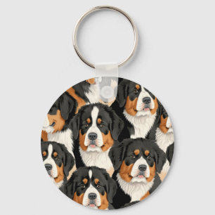 Bernese Mountain Dog Decorative Seamless Pattern Sleutelhanger