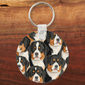 Bernese Mountain Dog Decorative Seamless Pattern Sleutelhanger (Voorkant)