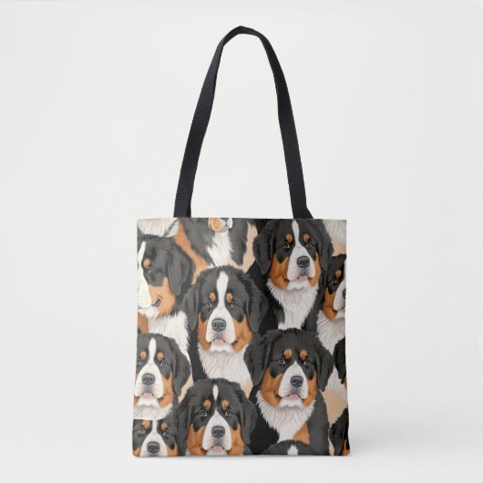 Bernese Mountain Dog Decorative Seamless Pattern Tote Bag (Voorkant)