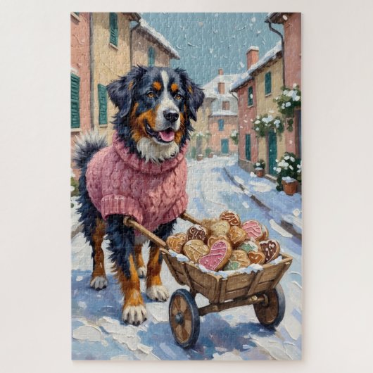 Bernese Mountain Dog Delivering Valentine's Cookie Legpuzzel (Verticaal)
