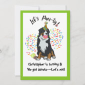 Bernese Mountain Dog Donut Birthday Party Invite Kaart (Voorkant)