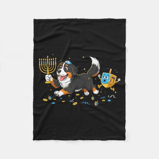 Bernese Mountain Dog Dreidel Menorah Hanukkah Wome Fleece Deken (Voorkant)