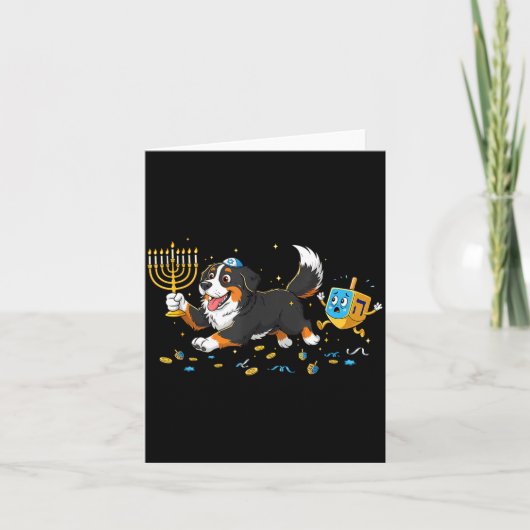 Bernese Mountain Dog Dreidel Menorah Hanukkah Wome Kaart (Voorkant)