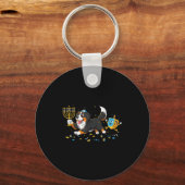 Bernese Mountain Dog Dreidel Menorah Hanukkah Wome Sleutelhanger (Voorkant)