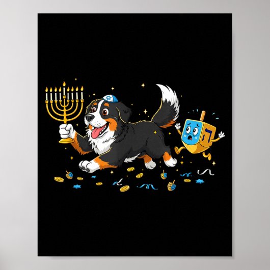 Bernese Mountain Dog Driehoekige Menorah Hanukkah  Poster (Voorkant)