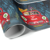 Bernese Mountain Dog Driving Car Scary Halloween Cadeaupapier (Rol Hoek)