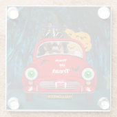 Bernese Mountain Dog Driving Car Scary Halloween Glazen Onderzetter (Achterkant)