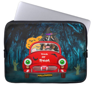 Bernese Mountain Dog Driving Car Scary Halloween Laptop Sleeve