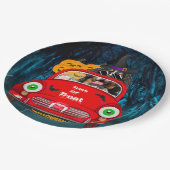 Bernese Mountain Dog Driving Car Scary Halloween Papieren Bordje (Gekanteld)