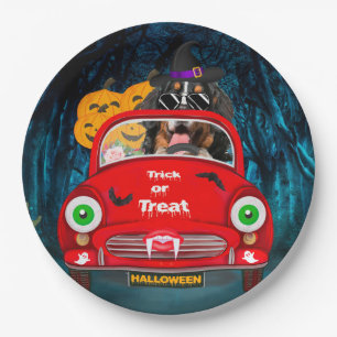 Bernese Mountain Dog Driving Car Scary Halloween Papieren Bordje