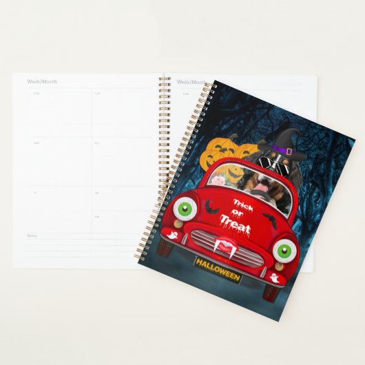 Bernese Mountain Dog Driving Car Scary Halloween Planner (Display)