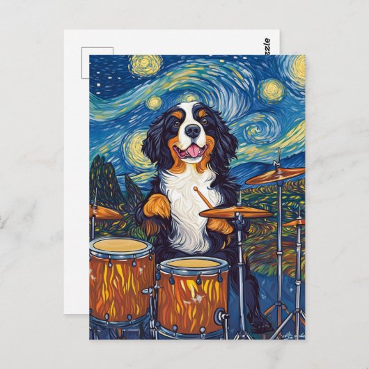 Bernese Mountain Dog Drummer Briefkaart (Voorkant / Achterkant)