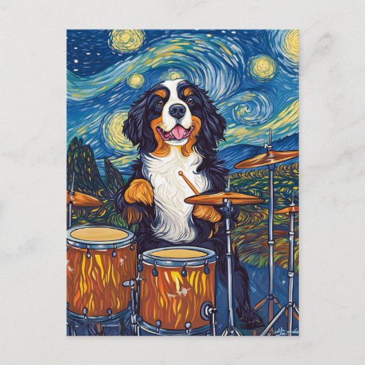 Bernese Mountain Dog Drummer Briefkaart (Voorkant)