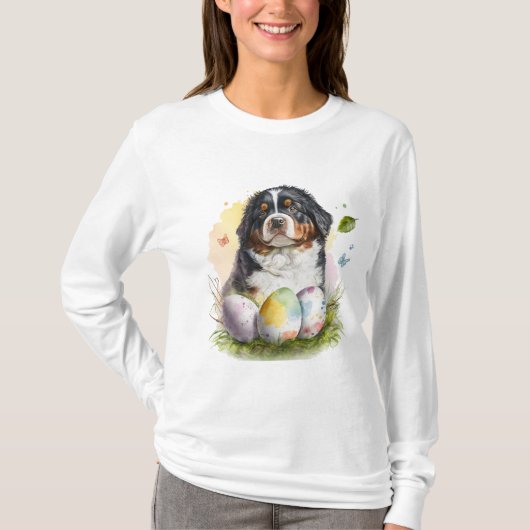 Bernese Mountain Dog Easter Egg, Bernese Pasen T-shirt (Voorkant)