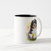 Bernese Mountain Dog Easter Egg, Bernese Pasen Tweekleurige Koffiemok (Voorkant rechts)