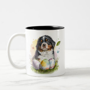 Bernese Mountain Dog Easter Egg, Bernese Pasen Tweekleurige Koffiemok