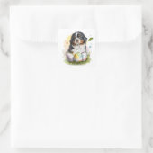 Bernese Mountain Dog Easter Egg, Bernese Pasen Vierkante Sticker (Tas)