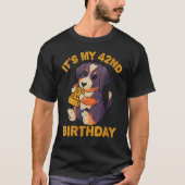 Bernese Mountain Dog Eating Pizza Het is mijn 42e T-shirt (Voorkant)